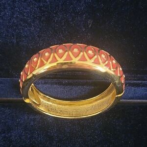 Elegant Red and Gold Bangle Bracelet